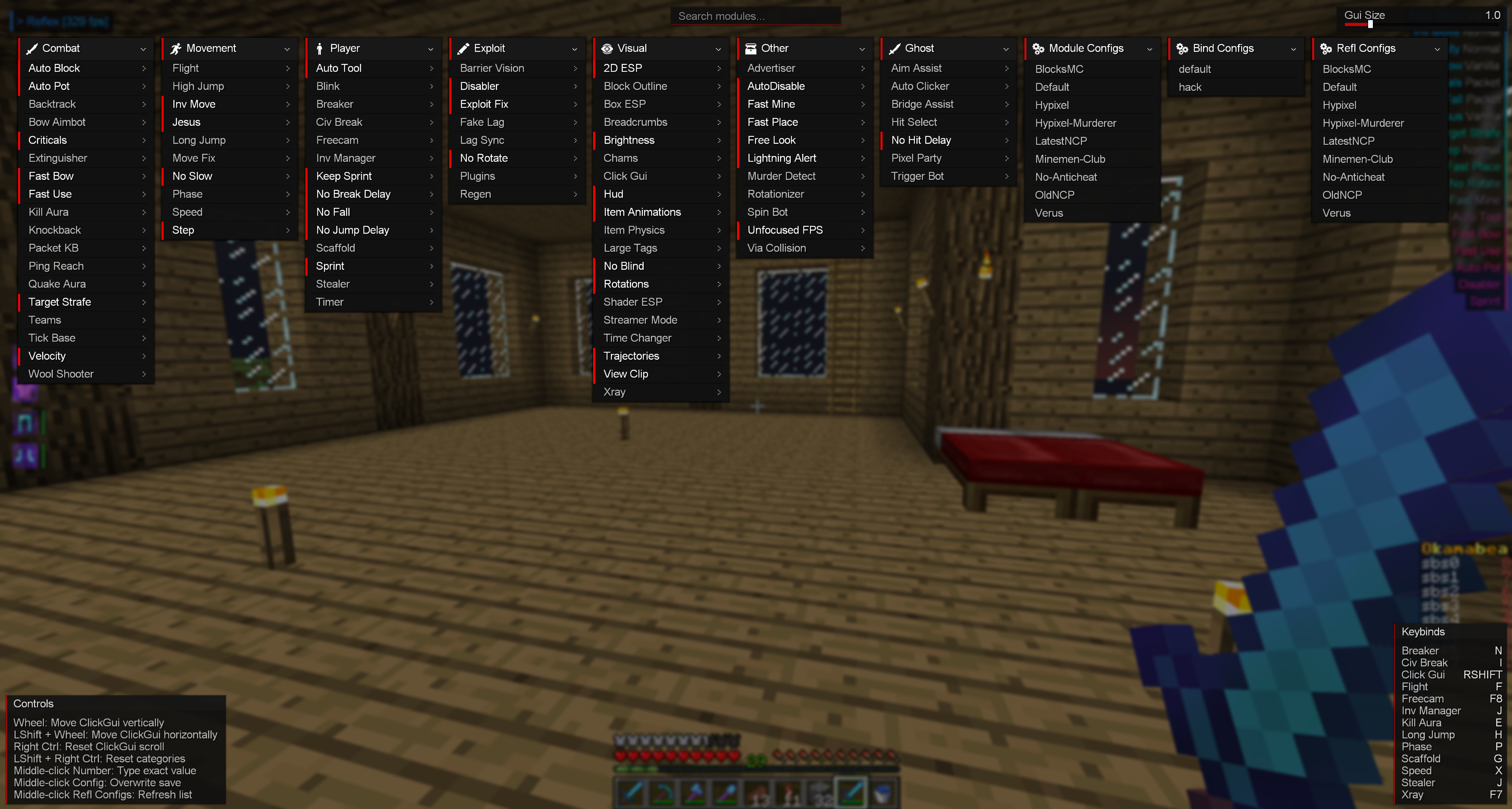 Reflex Client ClickGui screenshot